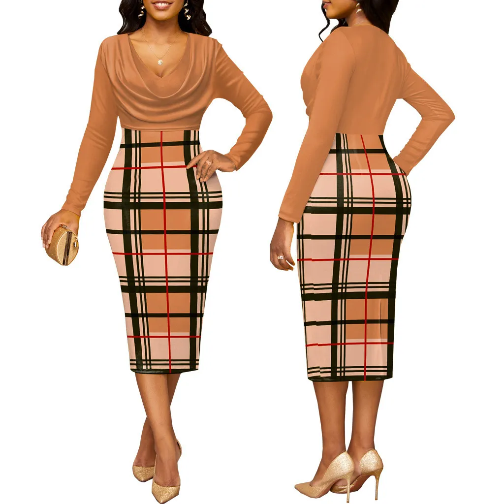 Sexy Fashion Digital Printing V-Neck Long Sleeve Women's Dress 5 Sexy Fashion Digital Printing V-Neck Long Sleeve Women's Dress - Image 5