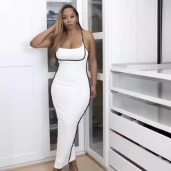 Women Sexy Contrast Color Suspender Dress -Deals Toggenix Store 38b3e04a2ce83ba7