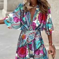 Fall Bat Sleeves V-Neck Hem Irregular Dress -Deals Toggenix Store 39f7223a58106b16