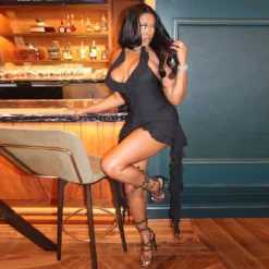 Sexy Sling With Irregular Ruffles Bodycon Dress -Deals Toggenix Store 39fe2eb6126f3715