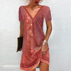 Women Famous Print V-Neck Dress 22 Women Famous Print V-Neck Dress -Deals Toggenix Store 3acaa7bba7184ca3