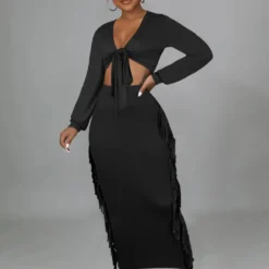 Spring Autumn Women Clothes Sexy V-Neck Long Sleeve Long Skirt Women'S Skirt Set -Deals Toggenix Store 3c18b290c9bf2df3