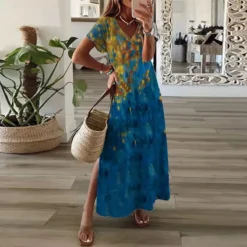 Women Loose Casual Print Short Sleeve Dress 35 Women Loose Casual Print Short Sleeve Dress -Deals Toggenix Store 3c34a33c2db29079