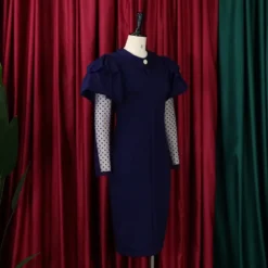 Women'S Fall/Winter Mesh And Pleated Plus Size Ol Chic Career Dress -Deals Toggenix Store 3d2775b5e5e4c512