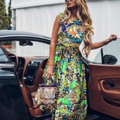 Women Summer Print Round Neck Sleeveless Dress -Deals Toggenix Store 3f227d3283d83410