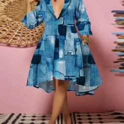 Women'S Fashion Print Long Sleeve Loose Casual Dress -Deals Toggenix Store 4014c5151fa9537a