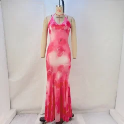 Women Summer Printed Backless Halter Neck Strappy Mermaid Dress -Deals Toggenix Store 402ace2d2aac2798