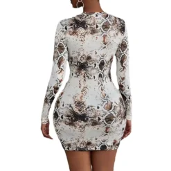 Women's Round Neck Snake Print Long Sleeve Bodycon Dress -Deals Toggenix Store 41073cf41dcf6aa9