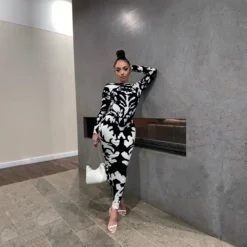 Women Patterned Long Sleeve Printed Sexy Backless Maxi Dress -Deals Toggenix Store 41128a24ed33b93f