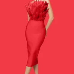 Fashion Dress Strapless Feather Chic Bandage Dress Women -Deals Toggenix Store 41df2cdfb6695f57