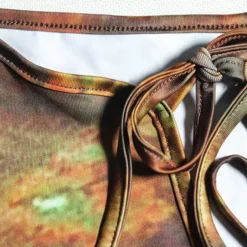 Fashion Printed Retro Long Sleeve Round Neck Hollow Lace-Up Bodycon Women's Dress