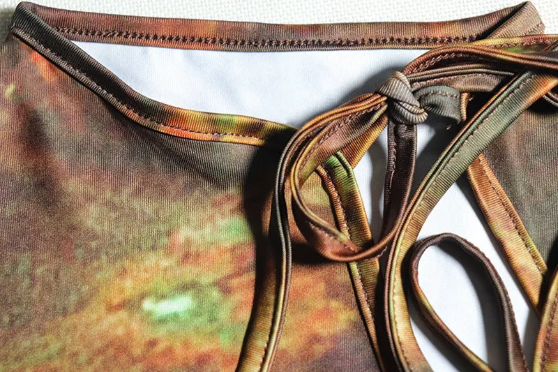 Fashion Printed Retro Long Sleeve Round Neck Hollow Lace-Up Bodycon Women's Dress 1 Fashion Printed Retro Long Sleeve Round Neck Hollow Lace-Up Bodycon Women's Dress