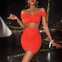 Summer Casual Sexy Women's Sexy Solid Color Off Shoulder Skirt Set 8 Summer Casual Sexy Women's Sexy Solid Color Off Shoulder Skirt Set -Deals Toggenix Store 4383e66ce39517c5