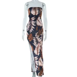 Women's Fashion Print Sexy Strapless Low Back Slit Dress 27 Women's Fashion Print Sexy Strapless Low Back Slit Dress -Deals Toggenix Store 4470416794c013d2