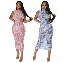 Summer Women's Fashion Sexy Mesh See-Through Print Dress For Women 16 Summer Women's Fashion Sexy Mesh See-Through Print Dress For Women -Deals Toggenix Store 44ea7002353b1ecc
