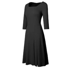 Summer Chic Pleated Solid Mid Waist Square Neck Zip Cozy A-Line Dress -Deals Toggenix Store 4563725cd14104b0