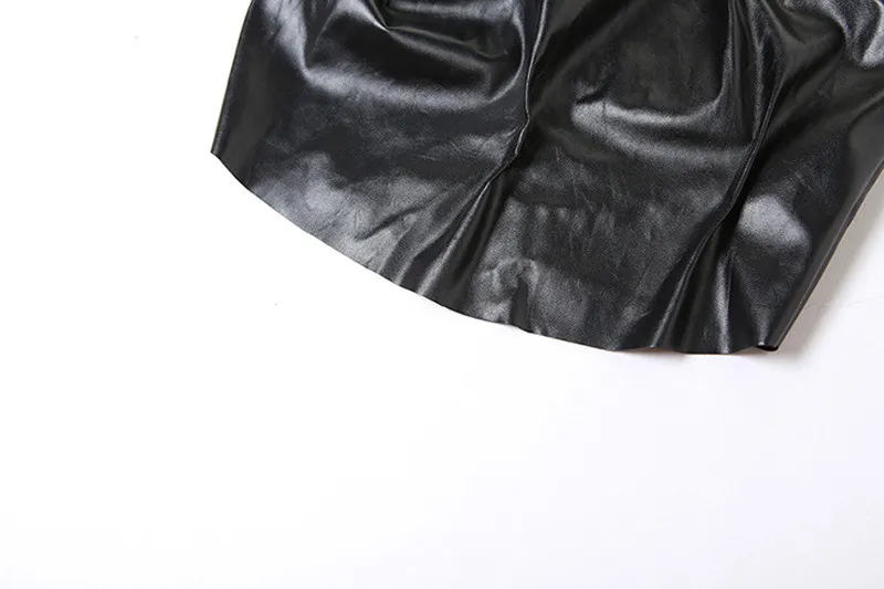 Summer Women Sexy Pu Leather Solid Strapless Fold Top 5 Summer Women Sexy Pu Leather Solid Strapless Fold Top - Image 5
