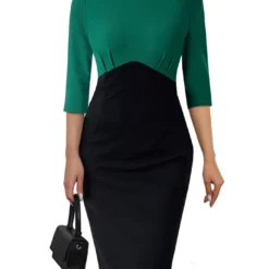 Women Elegant Round Neck Zip Colorblock Bodycon Dress -Deals Toggenix Store 46c5ce08c5aefae8