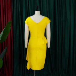 Women Summer Solid Pleated Ruffle Slit Bodycon Dress