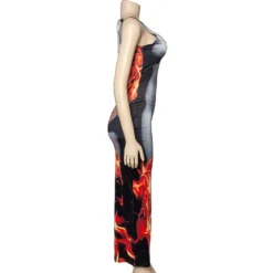 Women Sleeveless Flame Print Bodycon Dress -Deals Toggenix Store 48576e9d6bbaa5bf