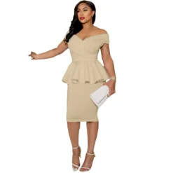 Womens Ol V Neck Sleeveless Bodycon Dress