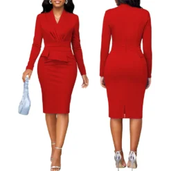 Sexy And Fashionable Solid Color Career Women's V-Neck Dress -Deals Toggenix Store 49392af2a82740fd