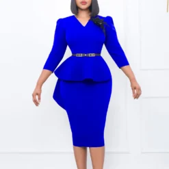 Women's Ruffled Vintage V-Neck Bodycon Chic Chic Pencil Dress -Deals Toggenix Store 4a09d5e87a06e9de