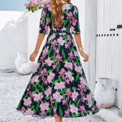 Women's Spring Summer Holidays Casual Printed Split Dress -Deals Toggenix Store 4a3d9e0048111e13