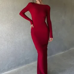 Women's Long-Sleeved Sexy Deep V-Neck Pleated Slim Long Dress 22 Women's Long-Sleeved Sexy Deep V-Neck Pleated Slim Long Dress -Deals Toggenix Store 4af686907e087dc8