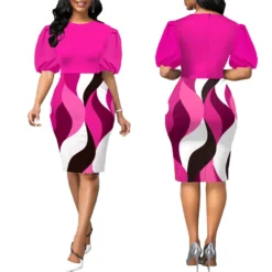 Women Sexy Printed Ball Sleeve Round Neck Dress -Deals Toggenix Store 4b02960dce771c86