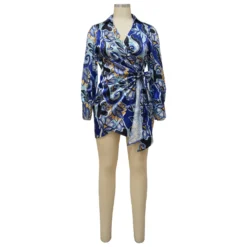 Women Printed V-neck Tie Waist Long Sleeve Irregular Dress -Deals Toggenix Store 4b7de4ce6202eed8