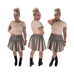 Women Round Neck Knitting Print Short-sleeved Top And Pleated Skirt Two-piece Set 33 Women Round Neck Knitting Print Short-sleeved Top And Pleated Skirt Two-piece Set -Deals Toggenix Store 4be4820b70b7f670