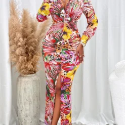 Women Sexy Printed V-neck Slit Long-sleeved Dress 12 Women Sexy Printed V-neck Slit Long-sleeved Dress -Deals Toggenix Store 4d28b15109b1d412