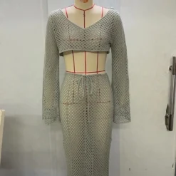 Sexy Women's Long-Sleeved Knitting Shirt High-Waisted Long Skirt Two Piece Set -Deals Toggenix Store 4d487239ad2f194e