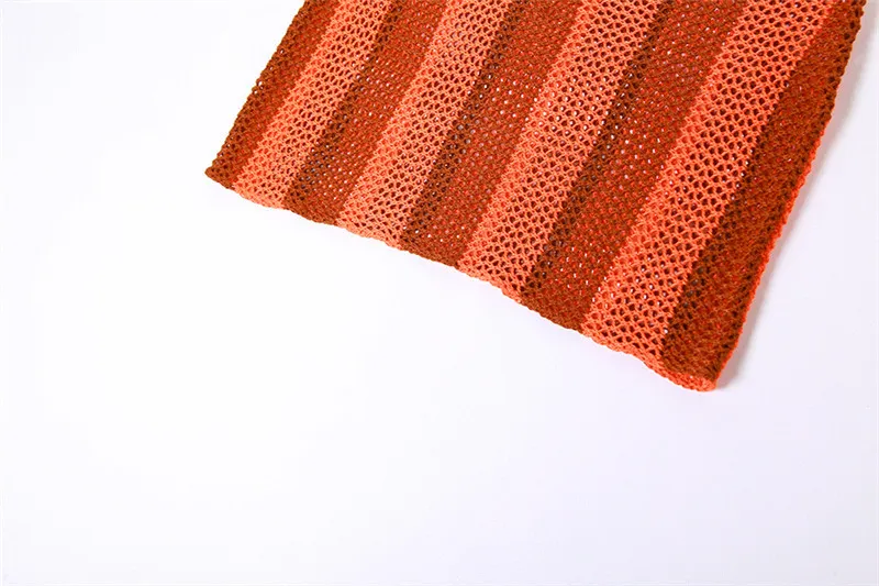 Summer Women's Sexy Hollow Contrast Color Strapless Tank Top High Waist Bodycon See-Through Skirt Set 11 Summer Women's Sexy Hollow Contrast Color Strapless Tank Top High Waist Bodycon See-Through Skirt Set - Image 11