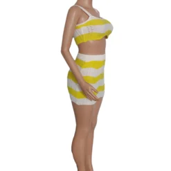 Summer Fashionable Contrasting Stripes Sexy Knitting High Waist Two Piece Skirt Set -Deals Toggenix Store 4ea26be26fba4203