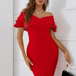 The Red Dress High Sense Party Off Shoulder Bandage Dress 16 The Red Dress High Sense Party Off Shoulder Bandage Dress -Deals Toggenix Store 4f101f282aa8dea4
