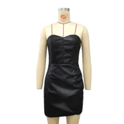 Women Strapless Sexy Bodycon Pu-Leather Dress -Deals Toggenix Store 4f316dbe906f9a0a