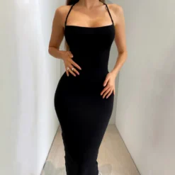 Women Spring Summer Sexy Backless Lace-Up Solid Dress -Deals Toggenix Store 516a0ff4774880fb