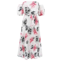 Women Sexy Off Shoulder Pleated Print Summer Print Long Dress -Deals Toggenix Store 523a298b944286bf
