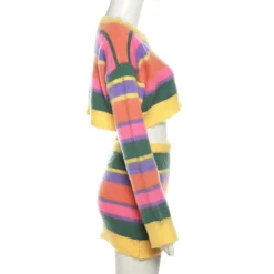 Autumn Women's Sexy Knitting Long-Sleeved Contrast Color Top High Waist Bodycon Skirt Suit For Women -Deals Toggenix Store 528f08d76aa105b0