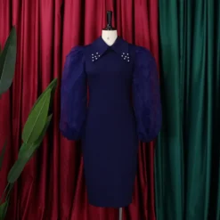 Women'S Spring Autumn Long Sleeve Plus Size Beaded Mesh Patchwork Career Bodycon Pencil Dress -Deals Toggenix Store 52b3a48acdbc55f7