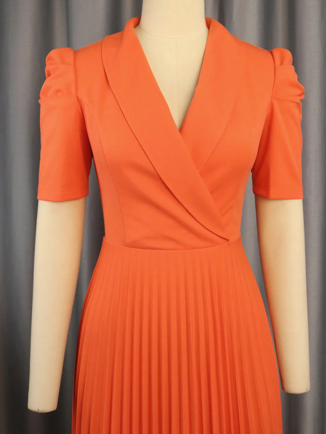 Spring And Autumn Turndown Collar Business Career Dress Shrugged High Waist Light Formal Pleated Dress 14 Spring And Autumn Turndown Collar Business Career Dress Shrugged High Waist Light Formal Pleated Dress - Image 14