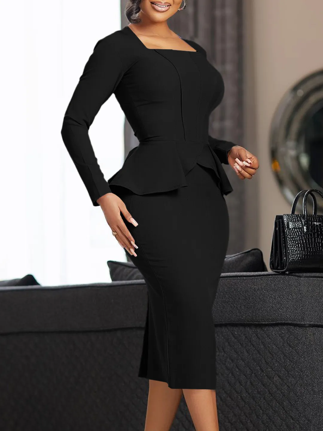 Plus Size African Women Long Sleeve Elegant Ruffle Dress 14 Plus Size African Women Long Sleeve Elegant Ruffle Dress - Image 14