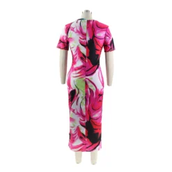 Summer Ladies Fitted Round Neck Painted Print Dress -Deals Toggenix Store 53bf4ec376930c19