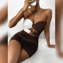 Summer And Autumn Colorblock Women's Dress Sexy Slim Hollow Sleeveless Bodycon Dress -Deals Toggenix Store 54d4505a99a42ffa