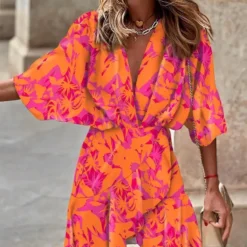 Fall Bat Sleeves V-Neck Hem Irregular Dress -Deals Toggenix Store 54fda733d084240d