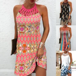 Women Cutout Halter Neck Print Mini Dress -Deals Toggenix Store 55aab79dab71de60