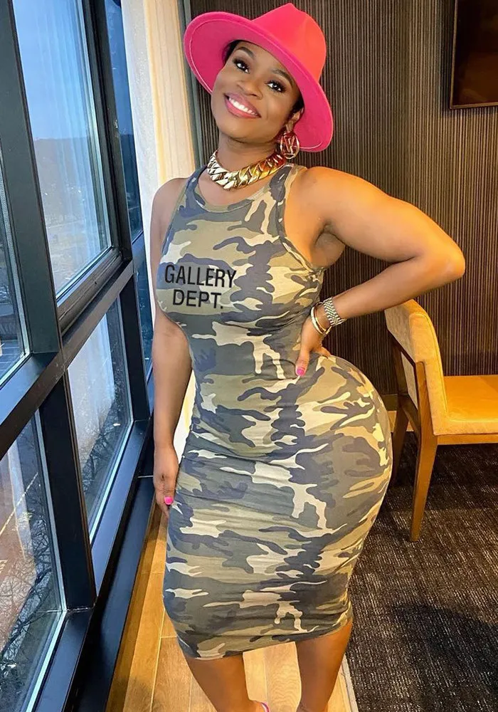 Women Printed Camouflage Sleeveless Dress Excluding Hat 10 Women Printed Camouflage Sleeveless Dress Excluding Hat - Image 10