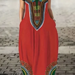 Women Summer Chic V Neck Suspender Print Maxi Dress -Deals Toggenix Store 57e6bd5217e9606f